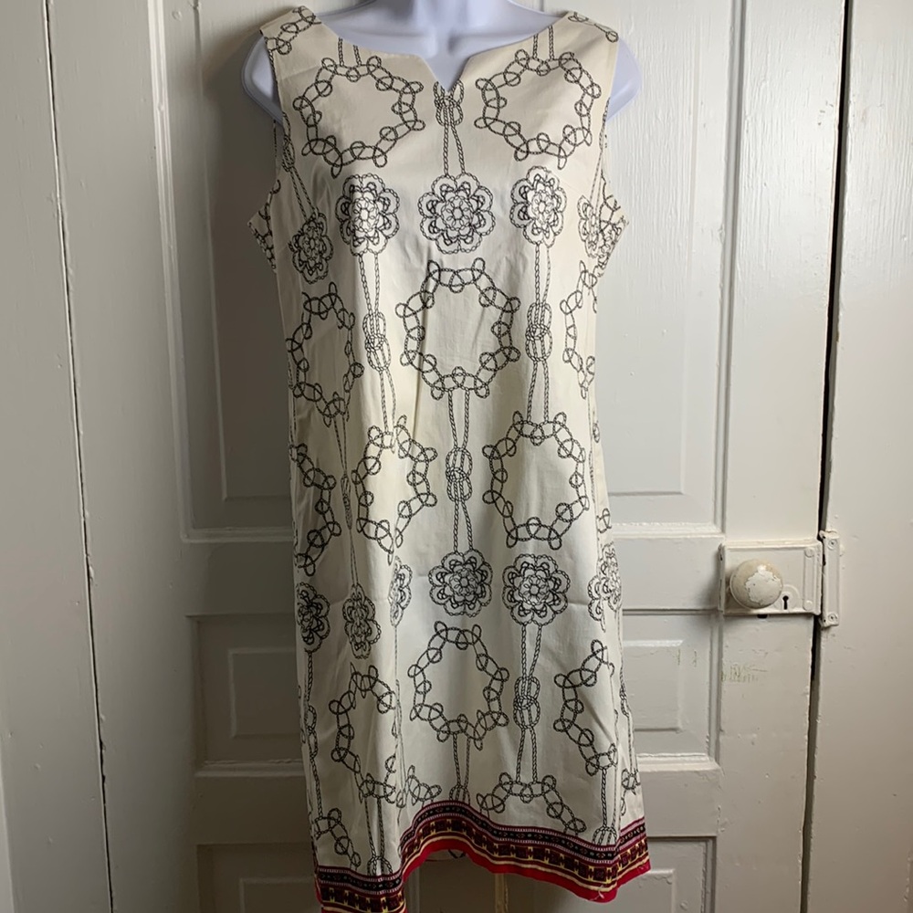 London Times White and Black Chain Link Dress Size 10